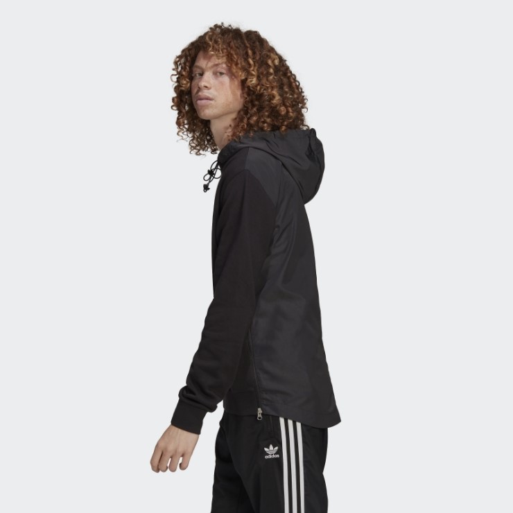 Adidas Sudadera Con Capucha De Tela Clásica Con Trébol De Choque Adicolor Negro