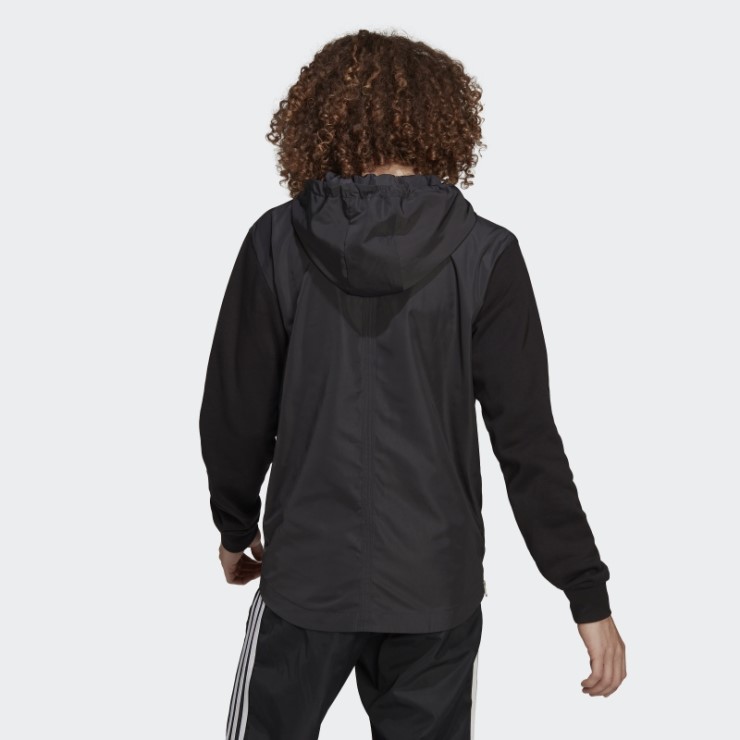 Adidas Sudadera Con Capucha De Tela Clásica Con Trébol De Choque Adicolor Negro