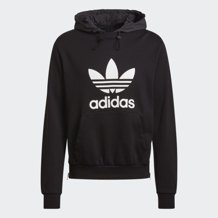 Adidas Sudadera Con Capucha De Tela Clásica Con Trébol De Choque Adicolor Negro
