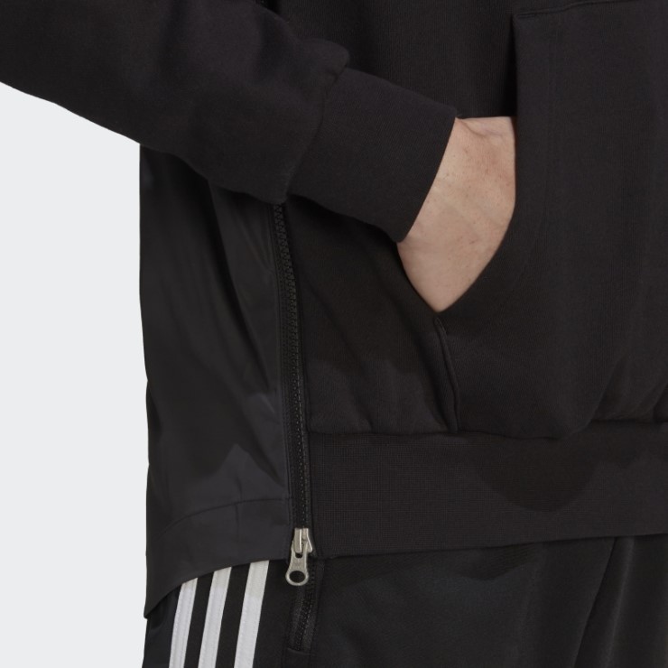 Adidas Sudadera Con Capucha De Tela Clásica Con Trébol De Choque Adicolor Negro