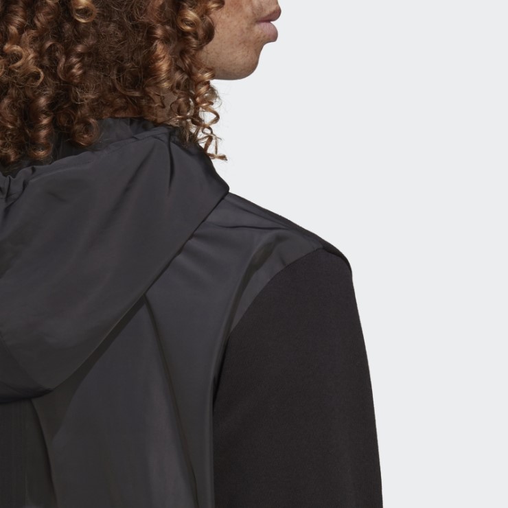 Adidas Sudadera Con Capucha De Tela Clásica Con Trébol De Choque Adicolor Negro