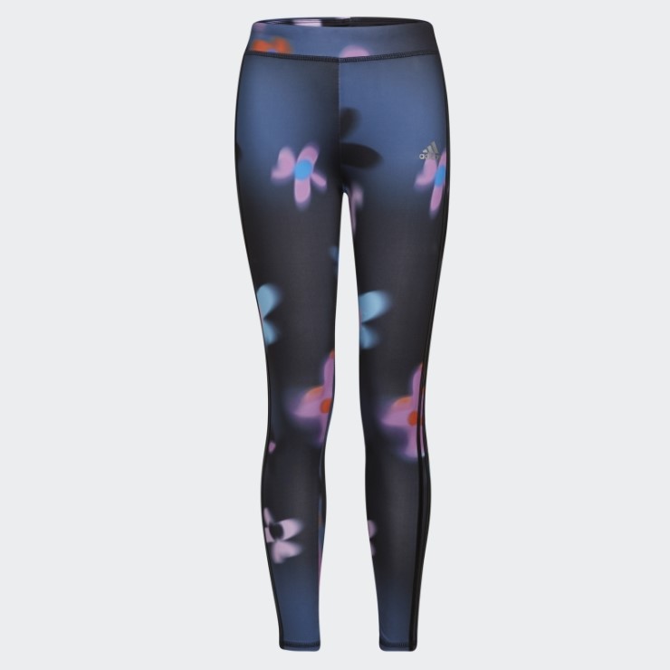 Medias Negras Adidas Allover Print Blur Floral (talla Ampliada)