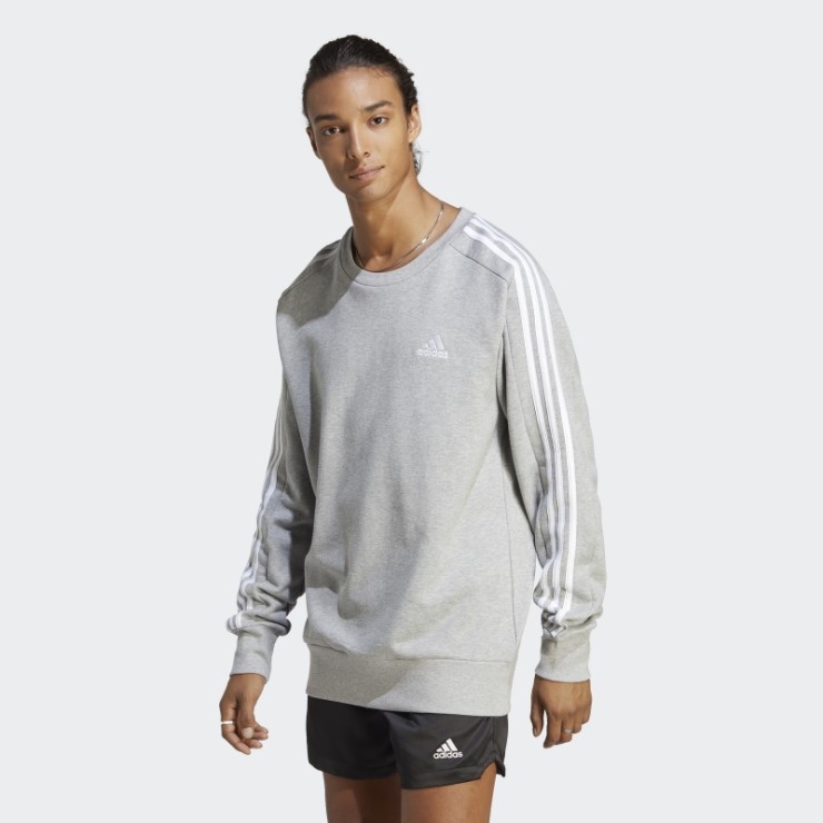 Sudadera Essentials French Terry 3 Rayas Gris Medio Adidas