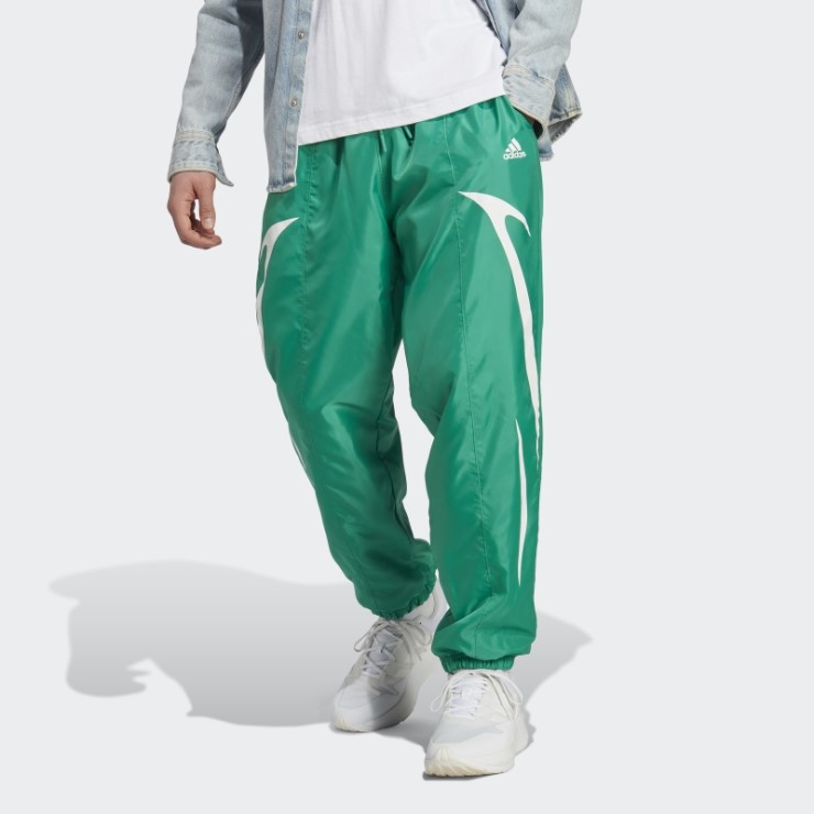 Pantalón Verde Corte Colorblock Tejido Adidas