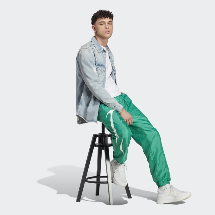 Pantalón Verde Corte Colorblock Tejido Adidas