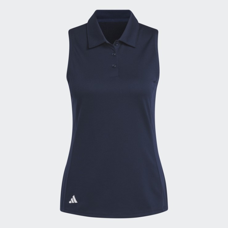 Polo De Golf Adidas Textura Sin Mangas Azul Marino