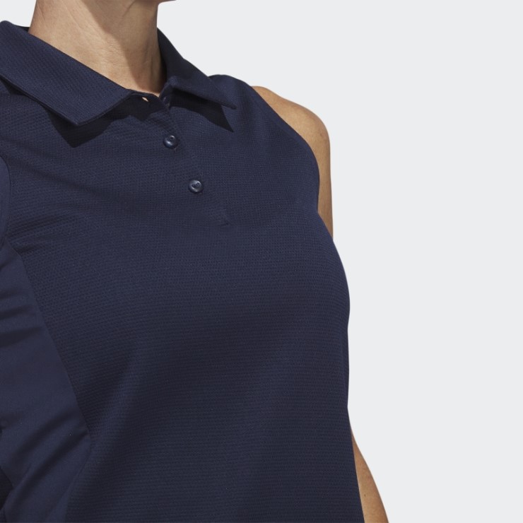 Polo De Golf Adidas Textura Sin Mangas Azul Marino