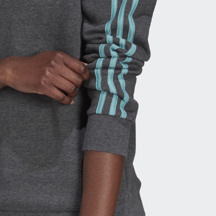 Sudadera Adidas Essentials 3 Bandas Polar Gris Oscuro Jaspeado