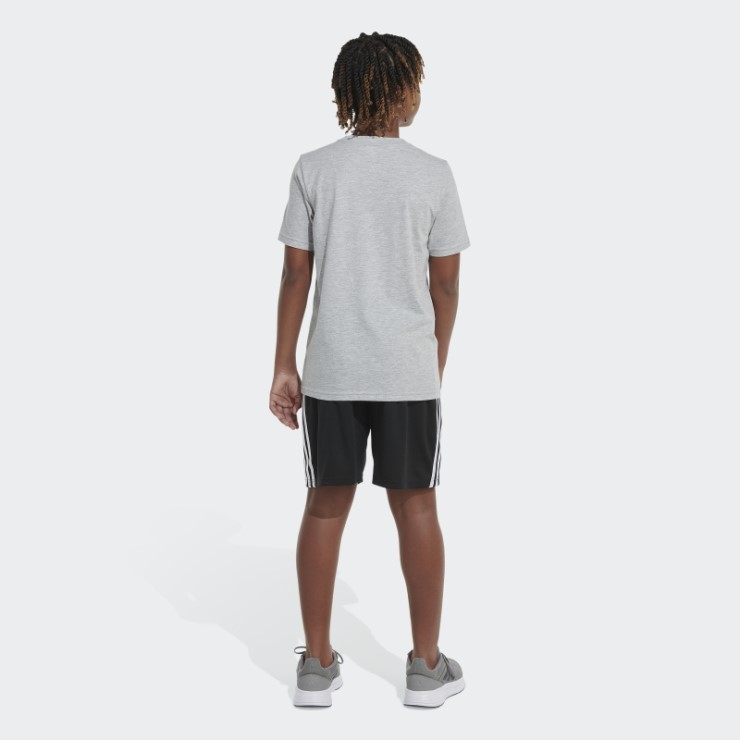 Adidas Camiseta Gris Jaspeada Con Logo Esencial Jaspeado