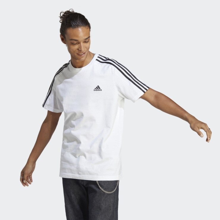 Camiseta Blanca Adidas Essentials Single Jersey 3 Rayas