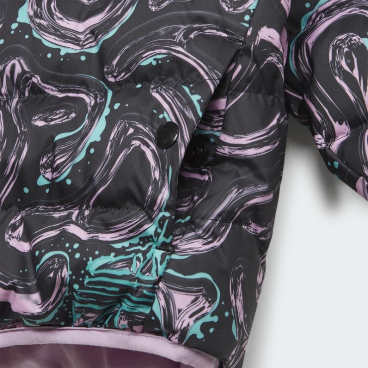 Chamarra De Plumón Con Capucha Y Estampado Allover Negro De Adidas