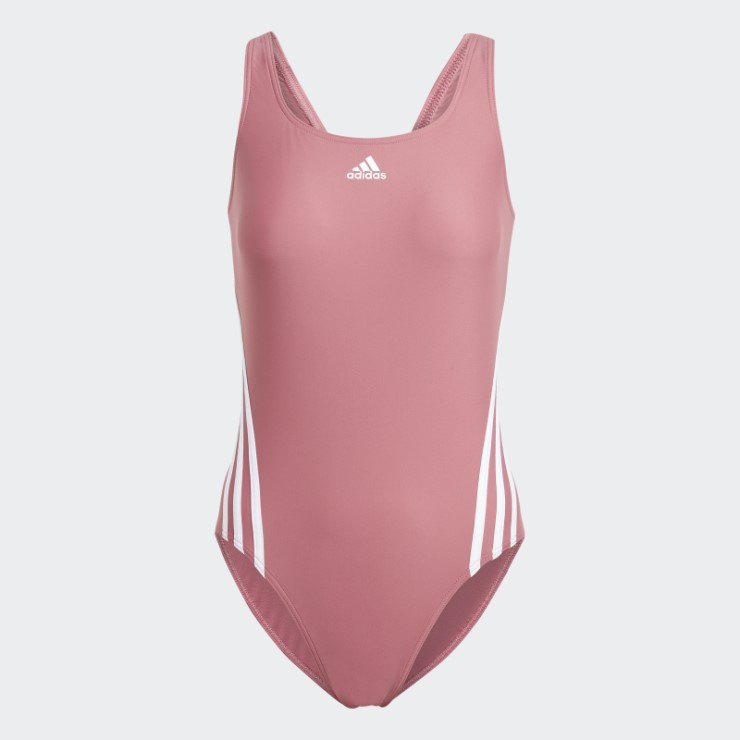 Rosa Adidas 3 Rayas Traje De Baño De Moda