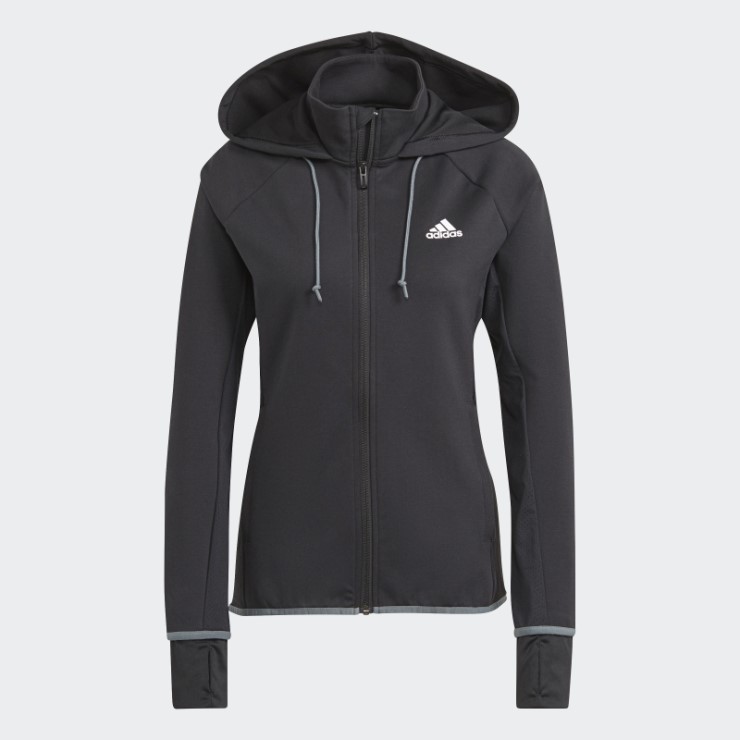 Negro Adidas Mujer Diseñado Para Moverse Aeroready Full-zip Hoodie Moda