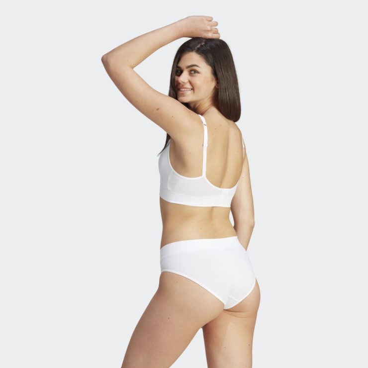Bralette Moderno Con Espalda Baja Y Cuello Redondo De Algodón Flexible Adidas Blanco