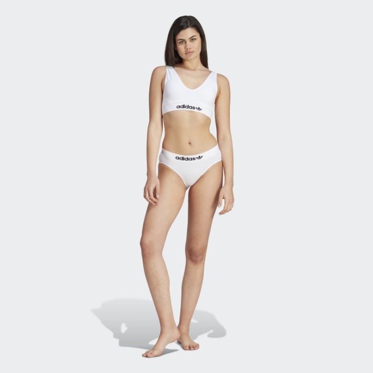 Bralette Moderno Con Espalda Baja Y Cuello Redondo De Algodón Flexible Adidas Blanco