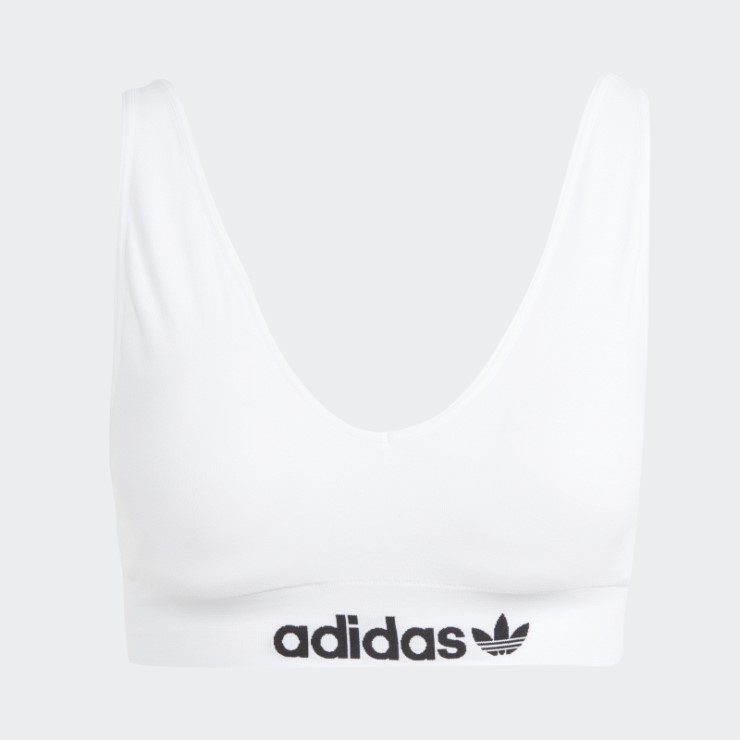 Bralette Moderno Con Espalda Baja Y Cuello Redondo De Algodón Flexible Adidas Blanco