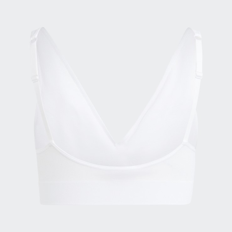 Bralette Moderno Con Espalda Baja Y Cuello Redondo De Algodón Flexible Adidas Blanco