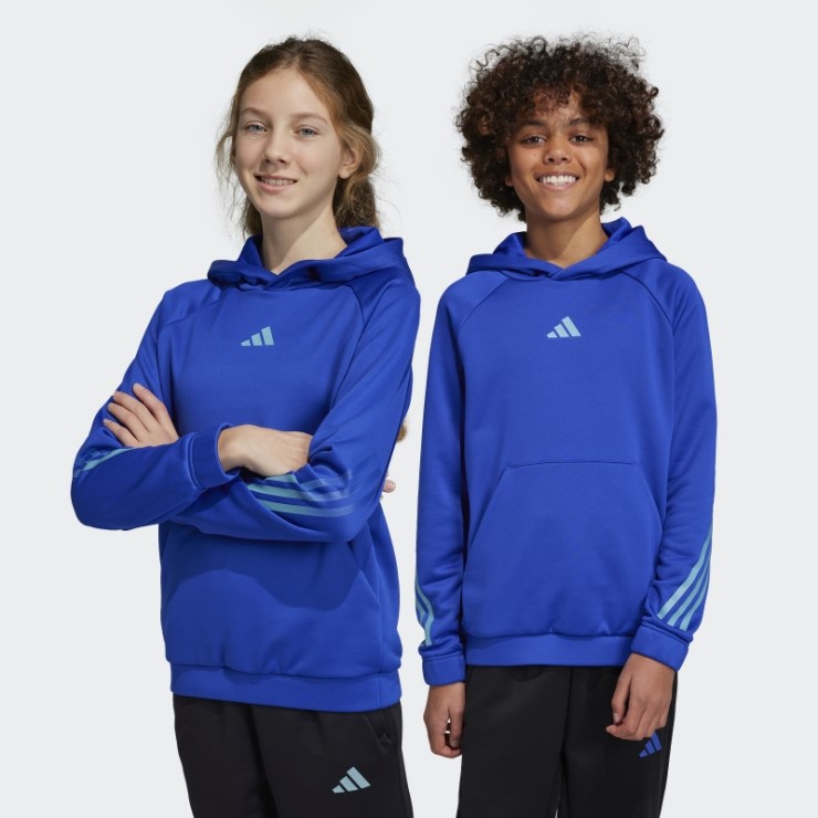 Adidas Sudadera Con Capucha De 3 Rayas Aeroready Con Iconos De Tren Azul