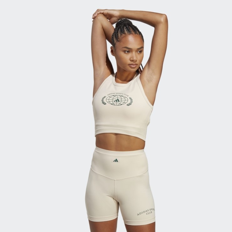 Camiseta Sin Mangas Corta Con Gráfico De Lino Sports Club Adidas Caliente