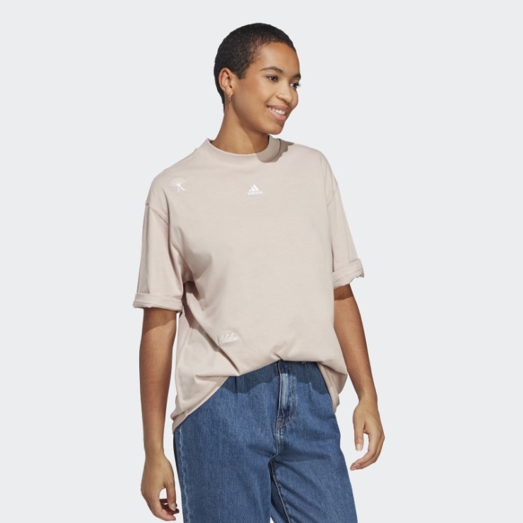 Camiseta Boyfriend Con Gráficos Inspirados En Cristales Curativos Adidas Taupe