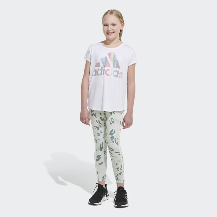 Mallas Florales De 3 Rayas De Algodón Con Estampado Completo (talla Grande) Verde Adidas