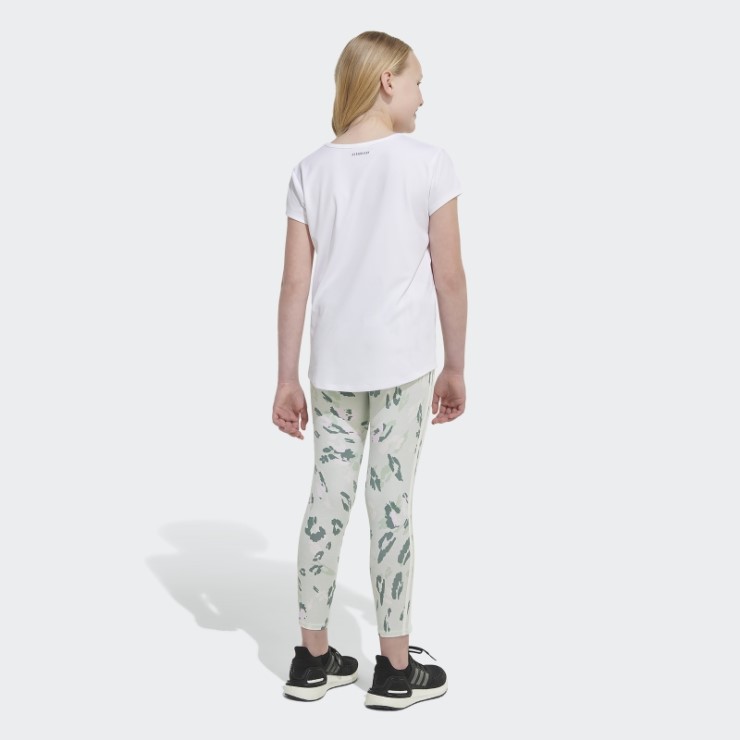 Mallas Florales De 3 Rayas De Algodón Con Estampado Completo (talla Grande) Verde Adidas