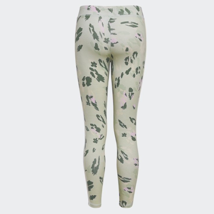 Mallas Florales De 3 Rayas De Algodón Con Estampado Completo (talla Grande) Verde Adidas