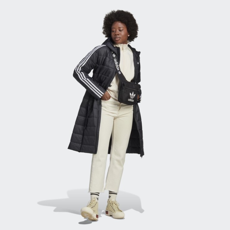 Chaqueta Larga Con Capucha Premium Slim Negra Adidas