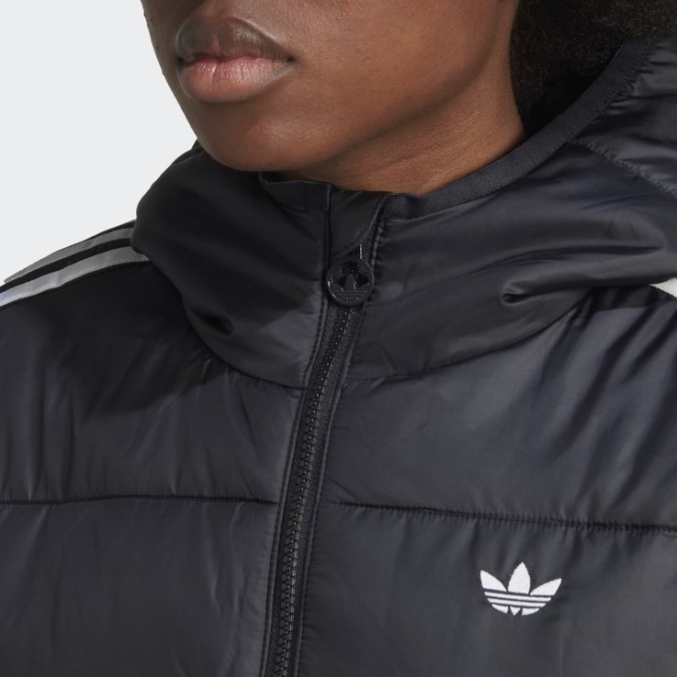 Chaqueta Larga Con Capucha Premium Slim Negra Adidas