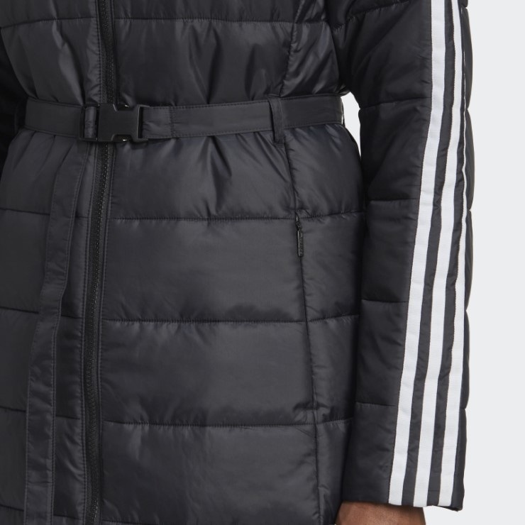 Chaqueta Larga Con Capucha Premium Slim Negra Adidas