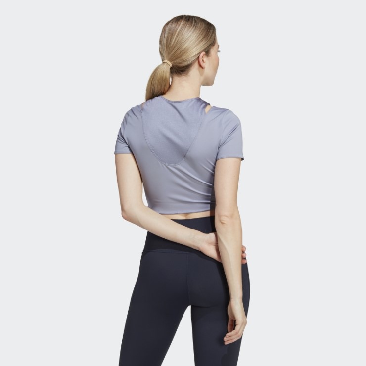 Adidas Hiit Aeroready Crop Camiseta De Entrenamiento Plateada Violeta