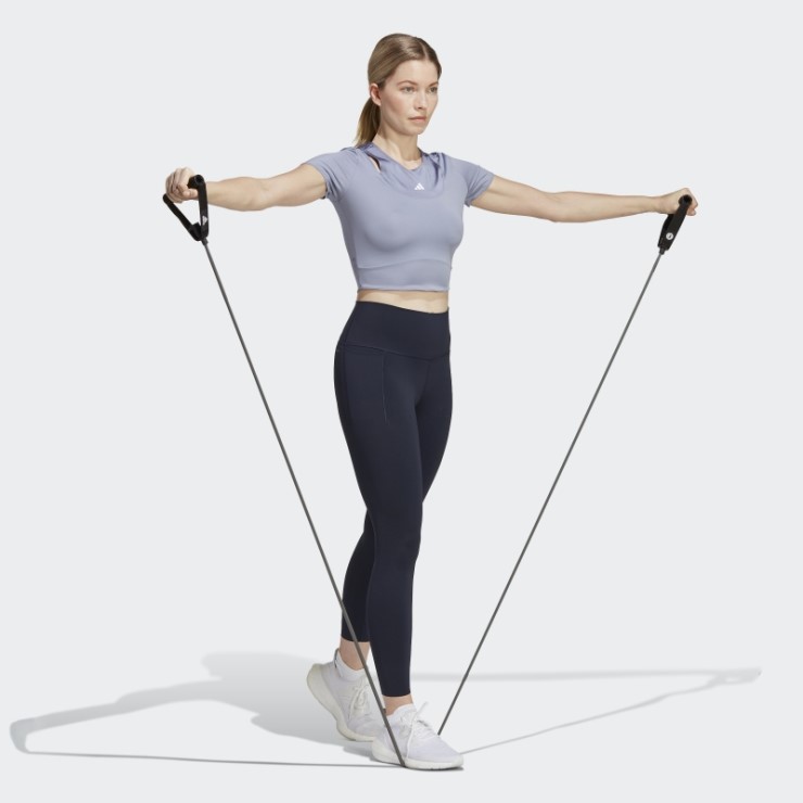 Adidas Hiit Aeroready Crop Camiseta De Entrenamiento Plateada Violeta