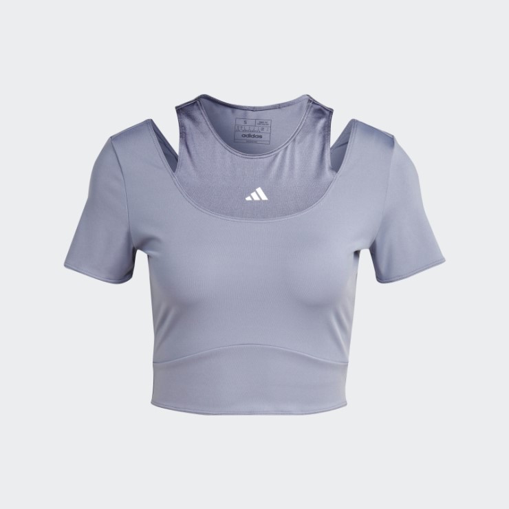 Adidas Hiit Aeroready Crop Camiseta De Entrenamiento Plateada Violeta