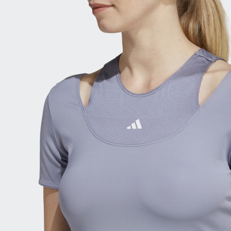 Adidas Hiit Aeroready Crop Camiseta De Entrenamiento Plateada Violeta