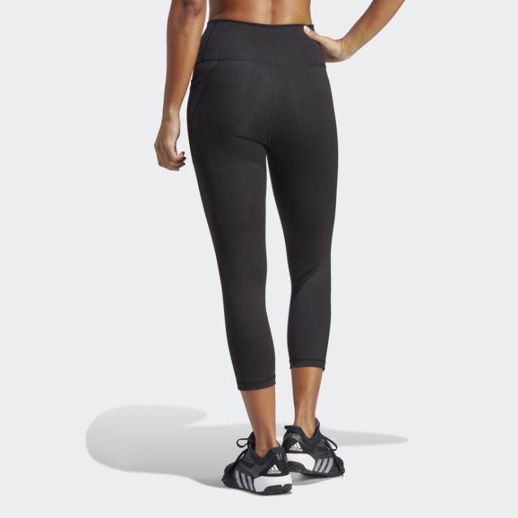 Negro Leggins 3/4 De Cintura Alta Con Bolsillo Oculto De Optime Adidas