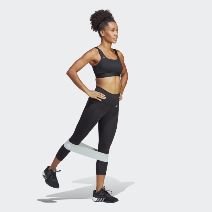 Negro Leggins 3/4 De Cintura Alta Con Bolsillo Oculto De Optime Adidas