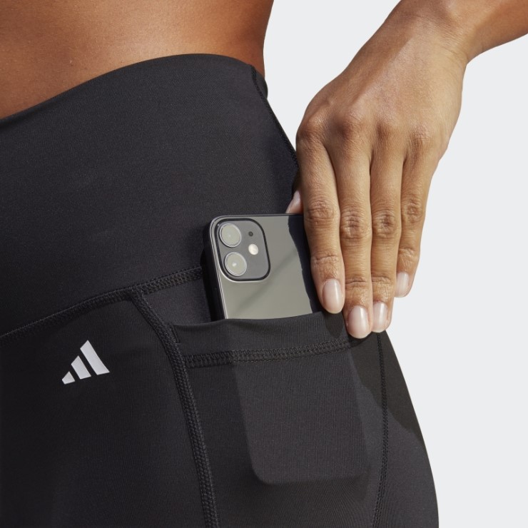 Negro Leggins 3/4 De Cintura Alta Con Bolsillo Oculto De Optime Adidas