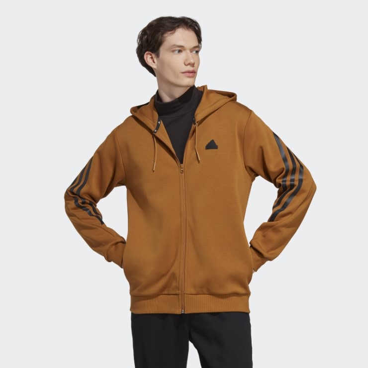Sudadera Con Capucha Y Cremallera Completa De 3 Rayas De Iconos De Futuro De Bronce Adidas