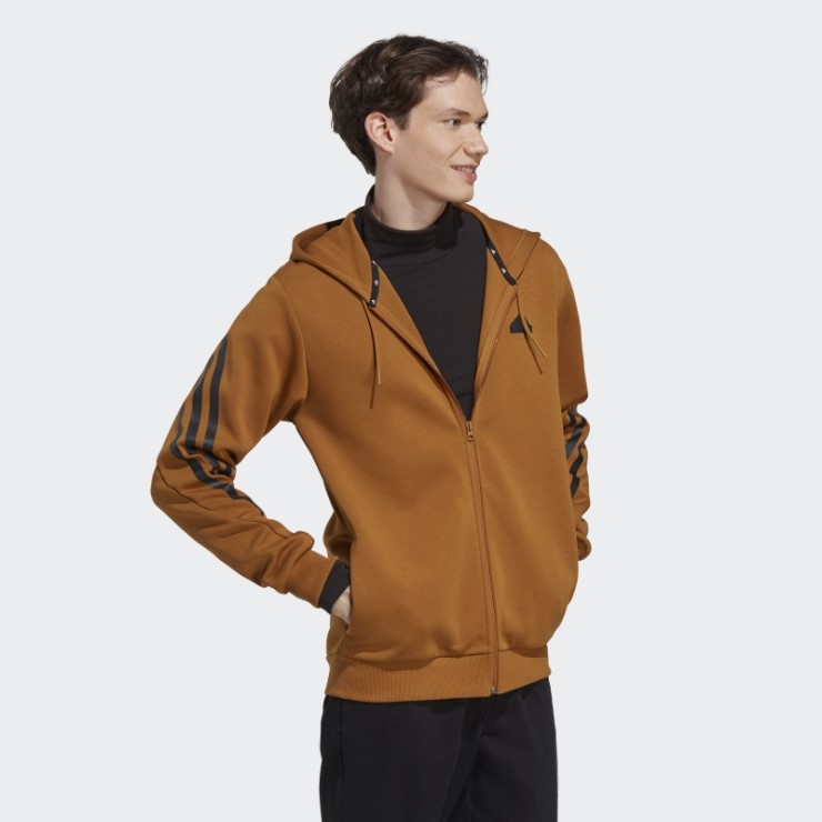 Sudadera Con Capucha Y Cremallera Completa De 3 Rayas De Iconos De Futuro De Bronce Adidas