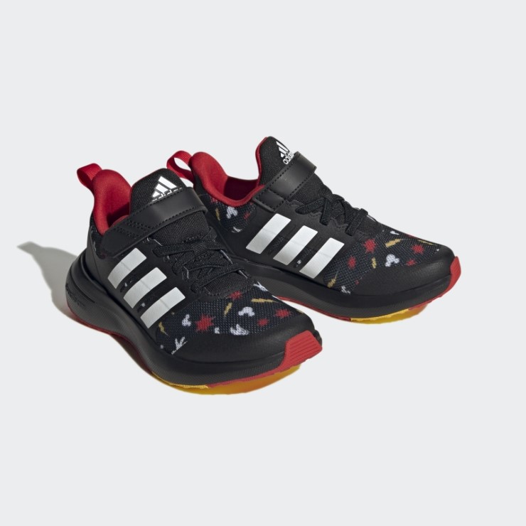 Negro Adidas X Disney Fortarun 2.0 Mickey Cloudfoam Elastic Lace Top Strap Zapatos Caliente