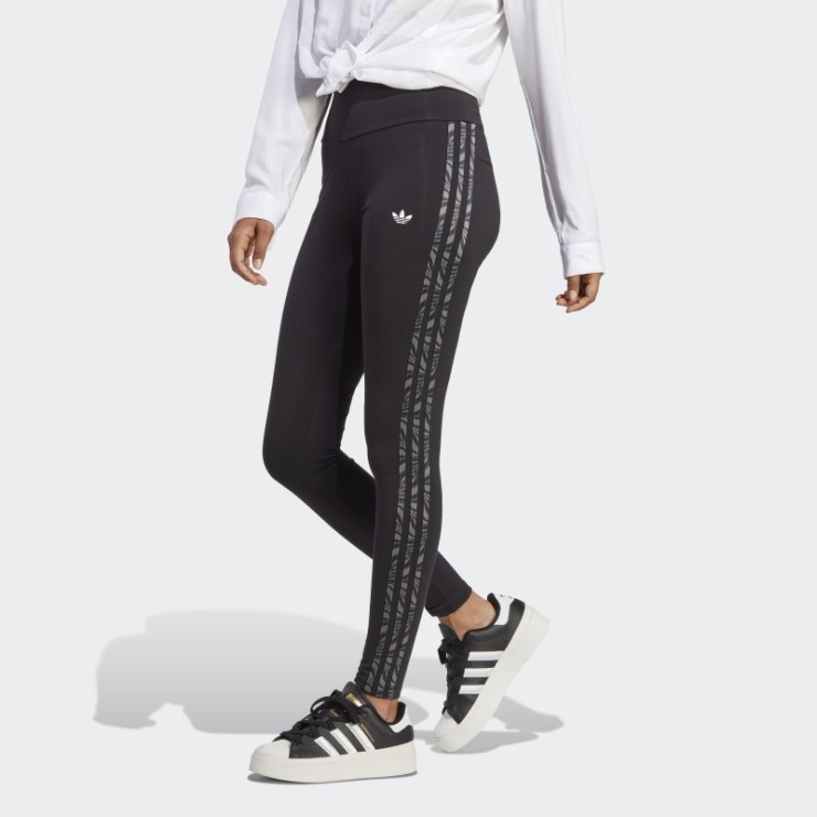 Legging Animal Print Abstracto Negro Adidas