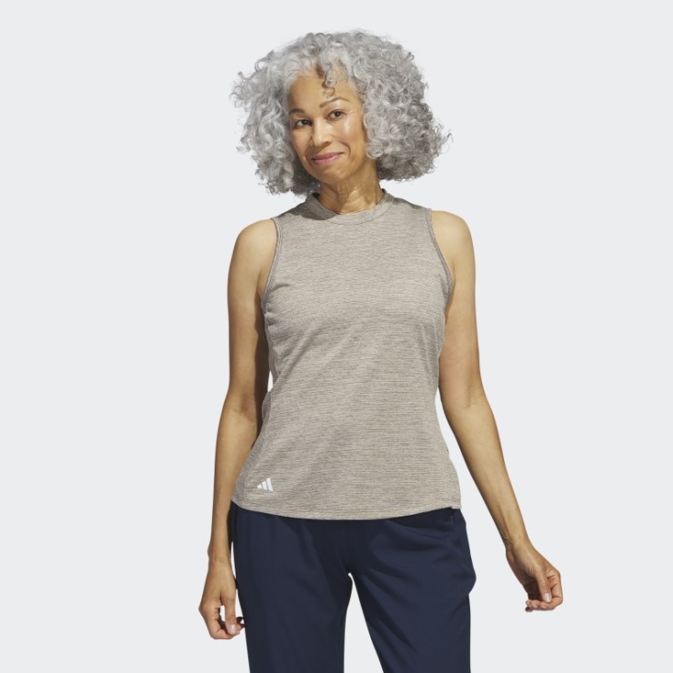 Polo De Golf Sin Mangas Con Cuello Alto Jaspeado Essentials Adidas Verde Oliva