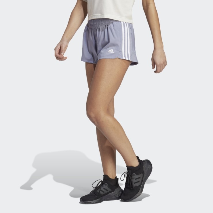 Adidas Pacer 3-stripes Woven Shorts Plateado Violeta