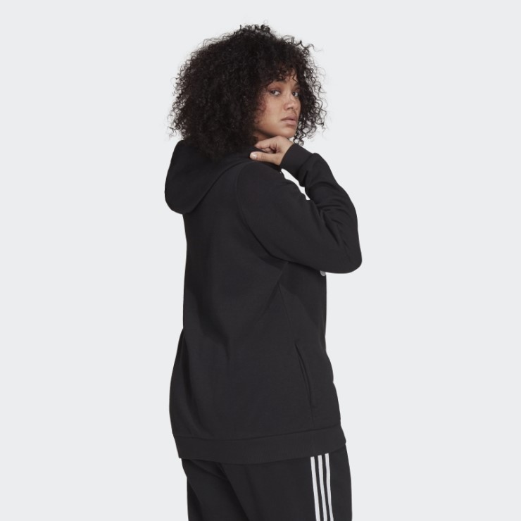 Adidas Sudadera Con Capucha De Forro Polar Con Logo Esencial Negro (talla Grande)