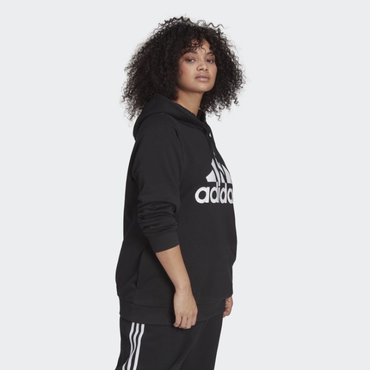 Adidas Sudadera Con Capucha De Forro Polar Con Logo Esencial Negro (talla Grande)