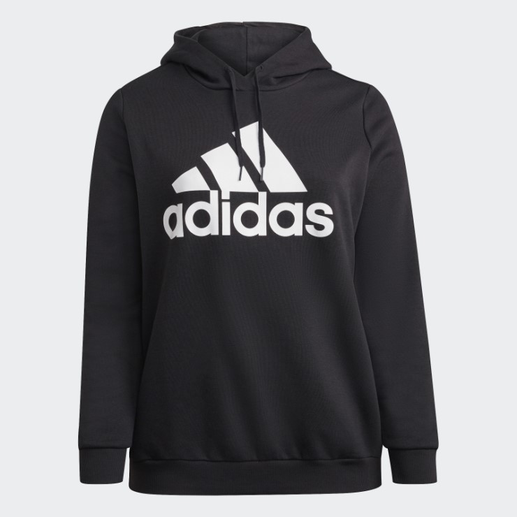 Adidas Sudadera Con Capucha De Forro Polar Con Logo Esencial Negro (talla Grande)