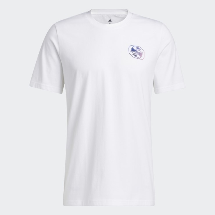 Adidas Camiseta Blanca Con Gráfico Worldwide Hoops Story