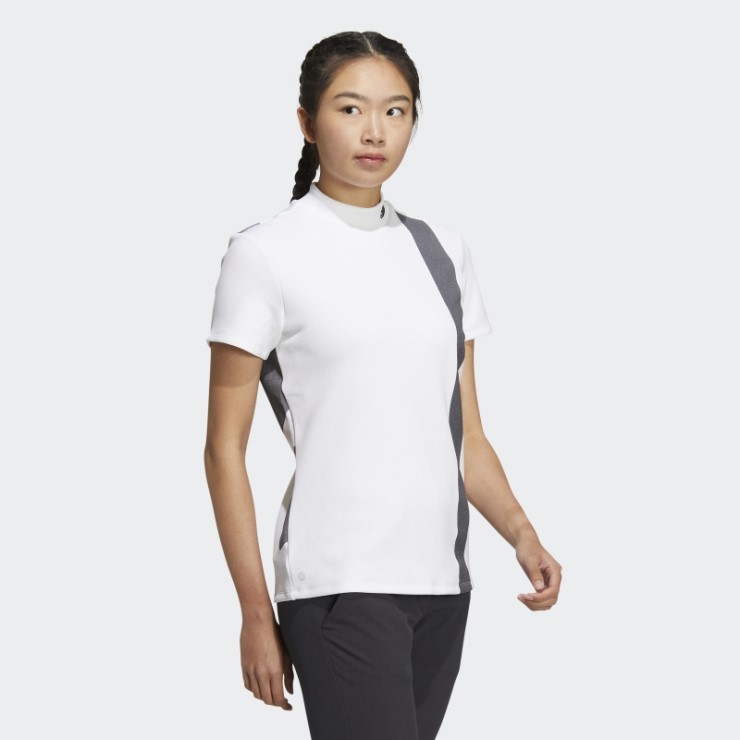 Adidas Camiseta Blanca Aeroready Con Cuello Alto Y 3 Barras