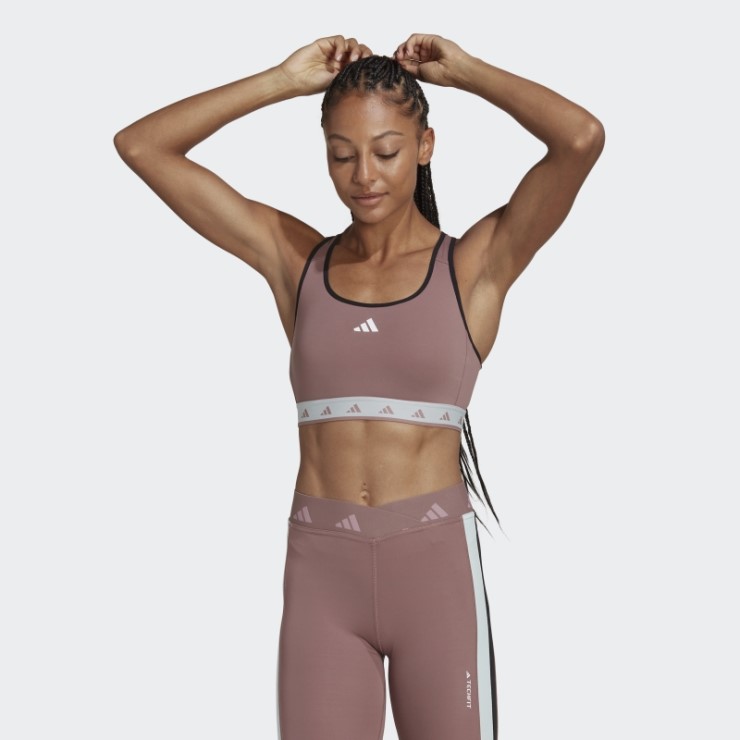 Sujetador Adidas Hyperglam Powerreact Techfit De Sujeción Media Violeta