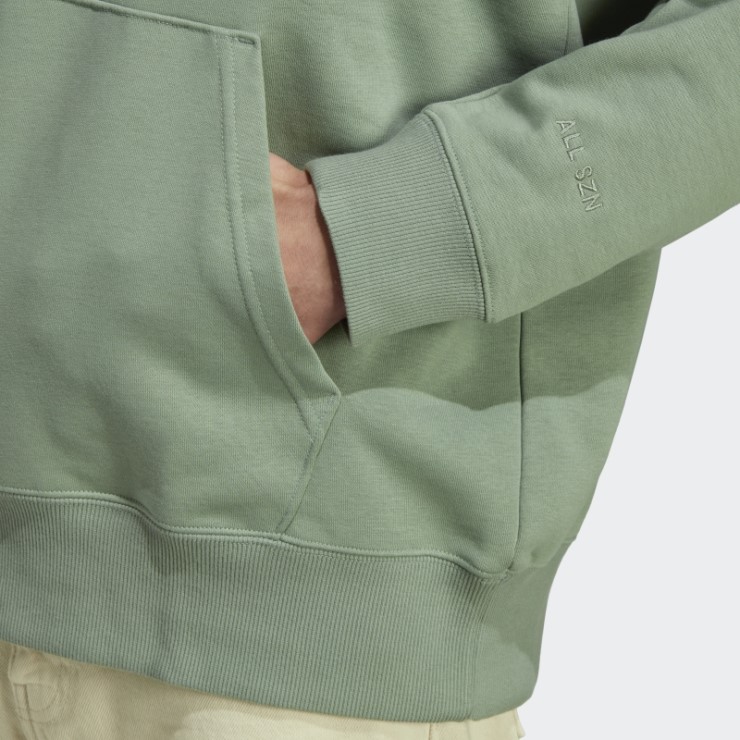 Adidas All Szn French Terry Sudadera Con Capucha Plata Verde